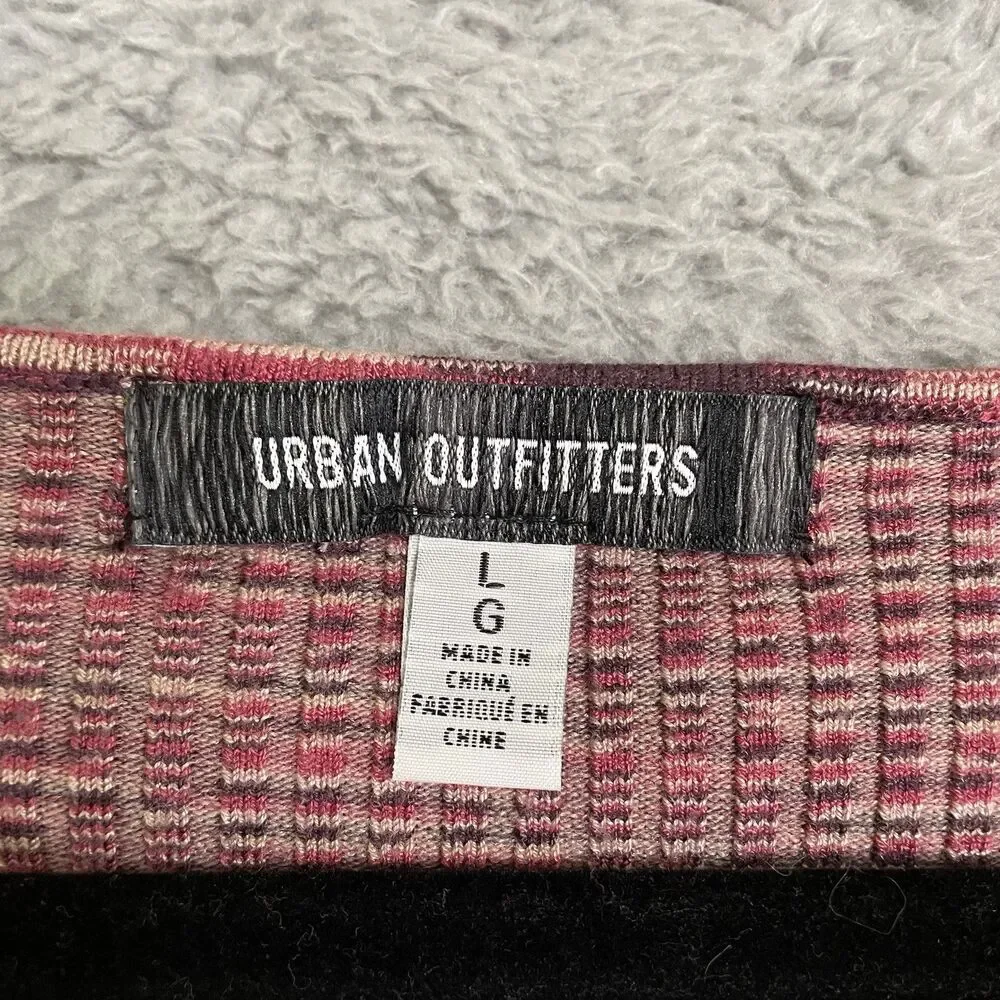 Urban Outfitters Bell Sleeve Ribbed Knit Top Size Large CROP Long Sleeve - Picture 3 of 9